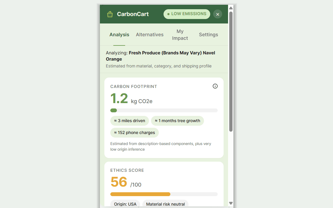 CarbonCart screenshot